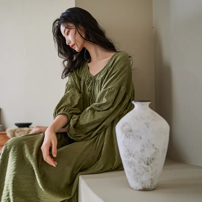 XUANZHITING Nightgown Gift Box Set Women's Green-4