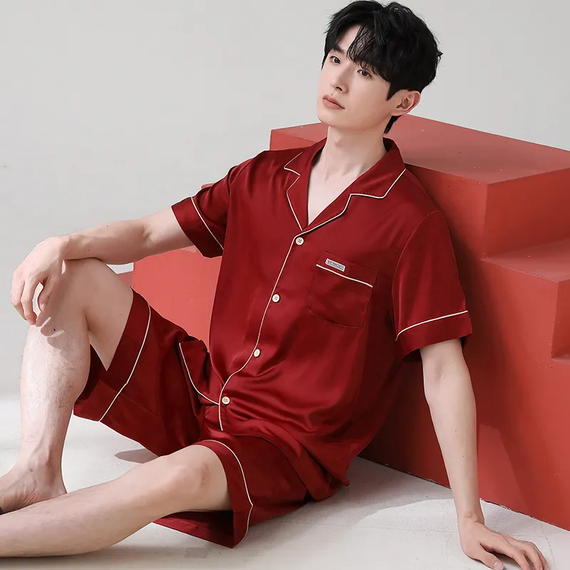 XUANZHITING Pajama Set Men's Red-3