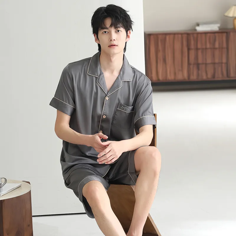 XUANZHITING Pajama Set Men's Gray-4
