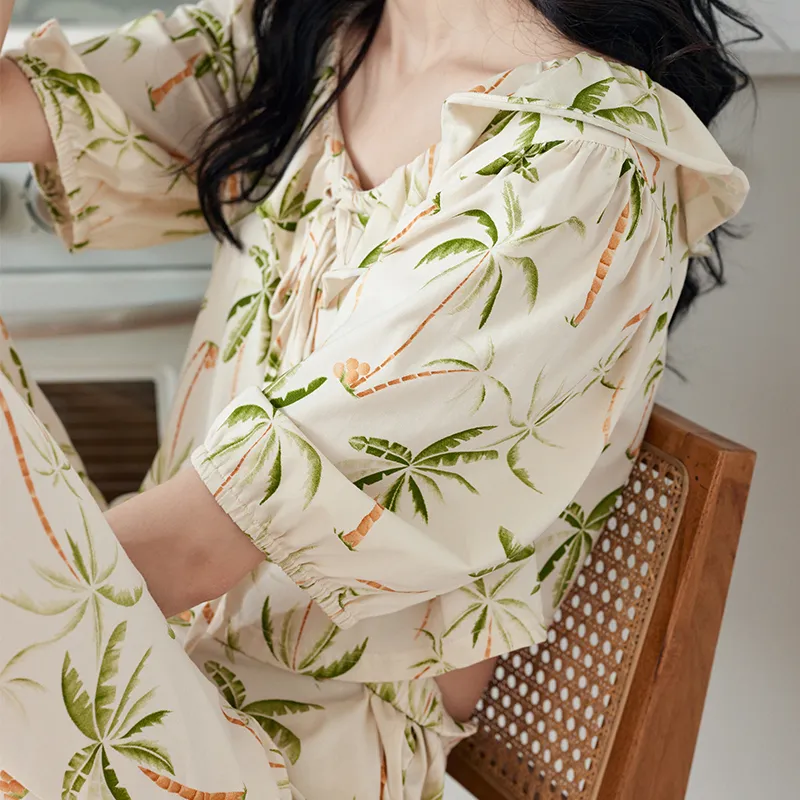 XUANZHITING Pajama Set Women's Light Apricot-1