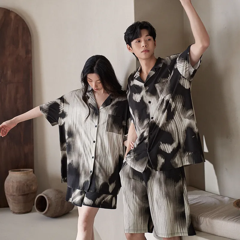XUANZHITING Pajama Set Men's Black Gray-5