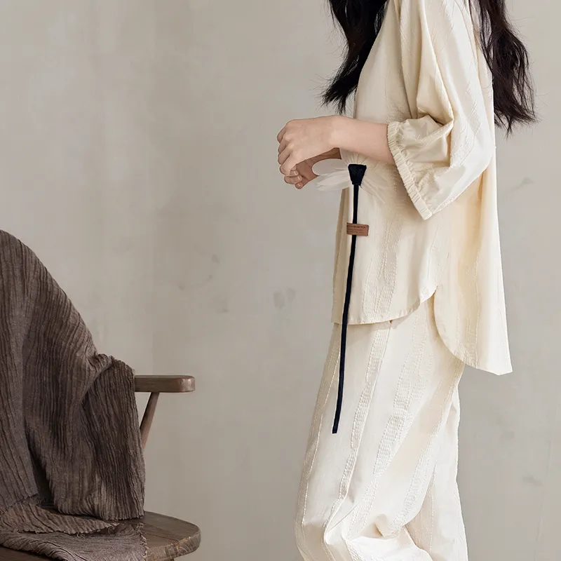 XUANZHITING Pajama Set Women's Apricot-5
