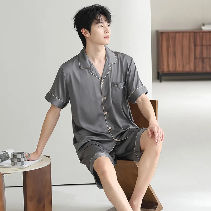 XUANZHITING Pajama Set Men's Gray-3