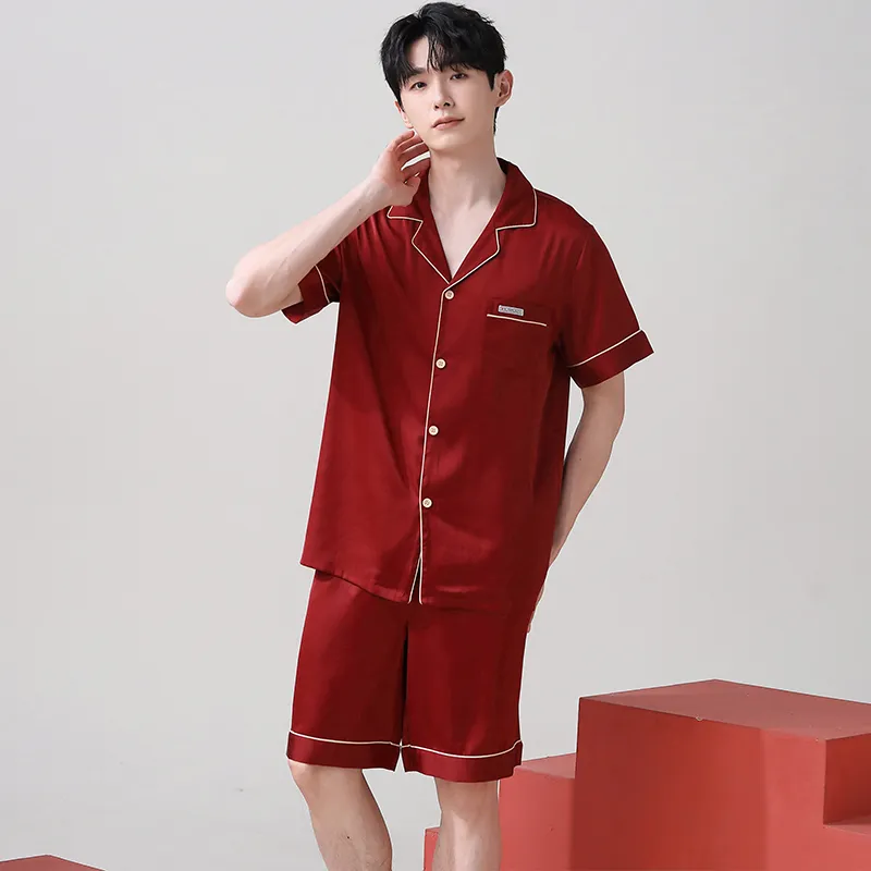 XUANZHITING Pajama Set Men's Red-1