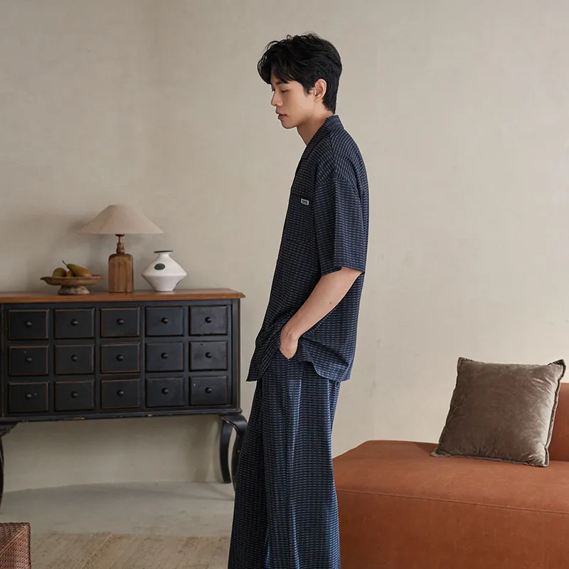 XUANZHITING Pajama Set Men's Dark Blue-2