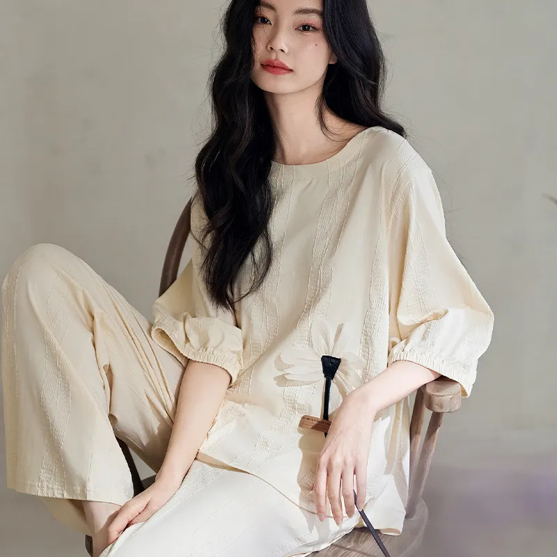 XUANZHITING Pajama Set Women's Apricot-1