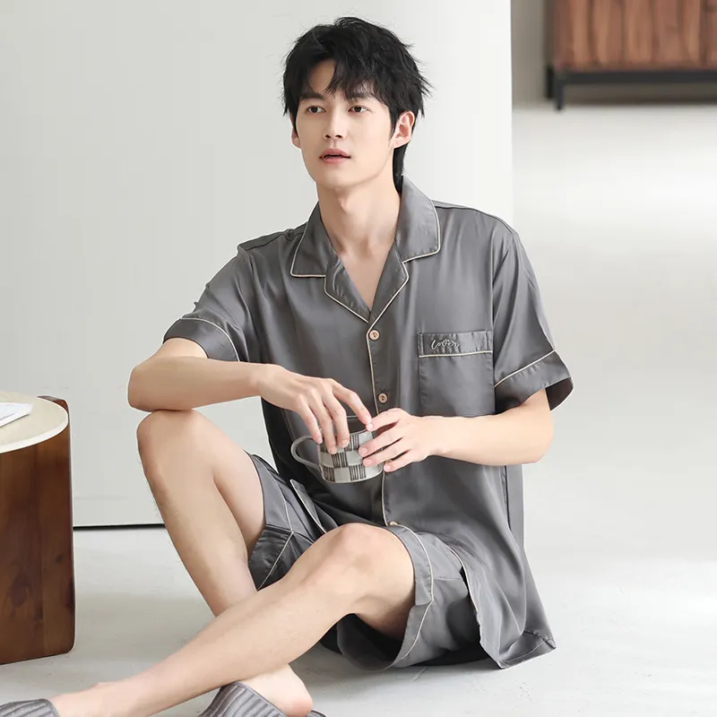 XUANZHITING Pajama Set Men's Gray-5