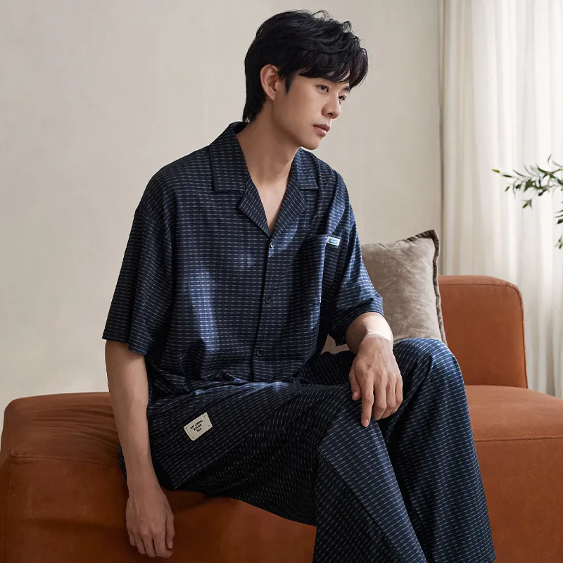 XUANZHITING Pajama Set Men's Dark Blue-4