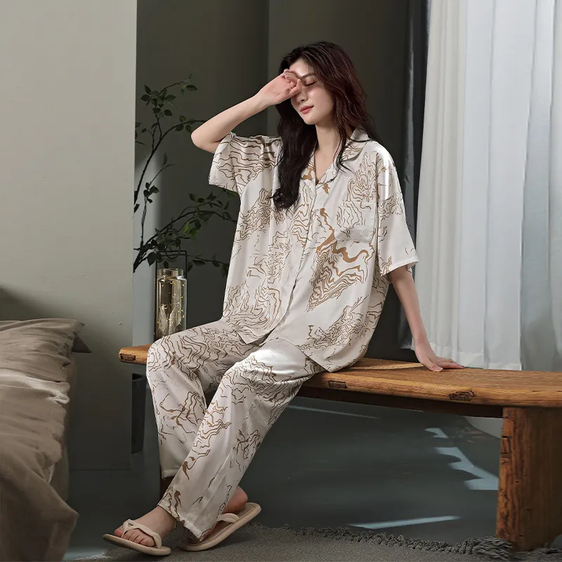 XUANZHITING Pajama Set Women's Light Coffee-2