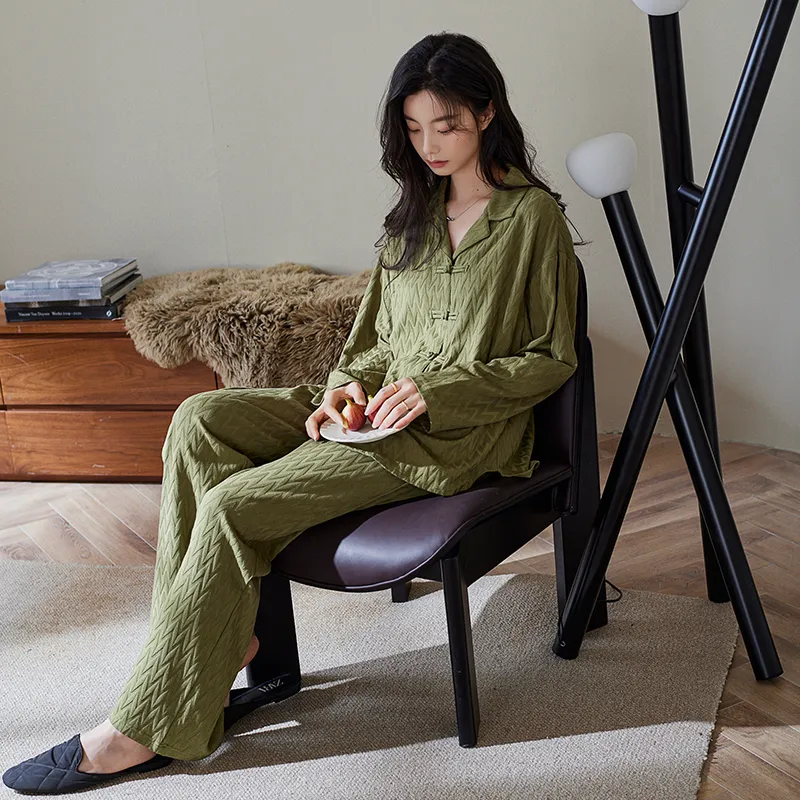 XUANZHITING Pajama Set Gift Box Set Women's Green-4