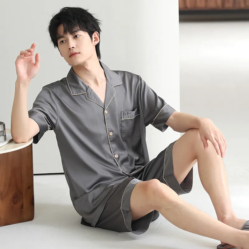 XUANZHITING Pajama Set Men's Gray-1