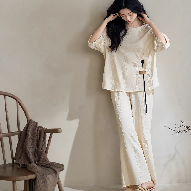 XUANZHITING Pajama Set Women's Apricot-2