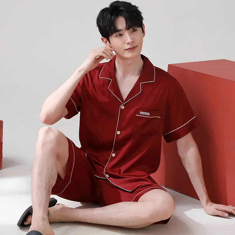 XUANZHITING Pajama Set Men's Red-2