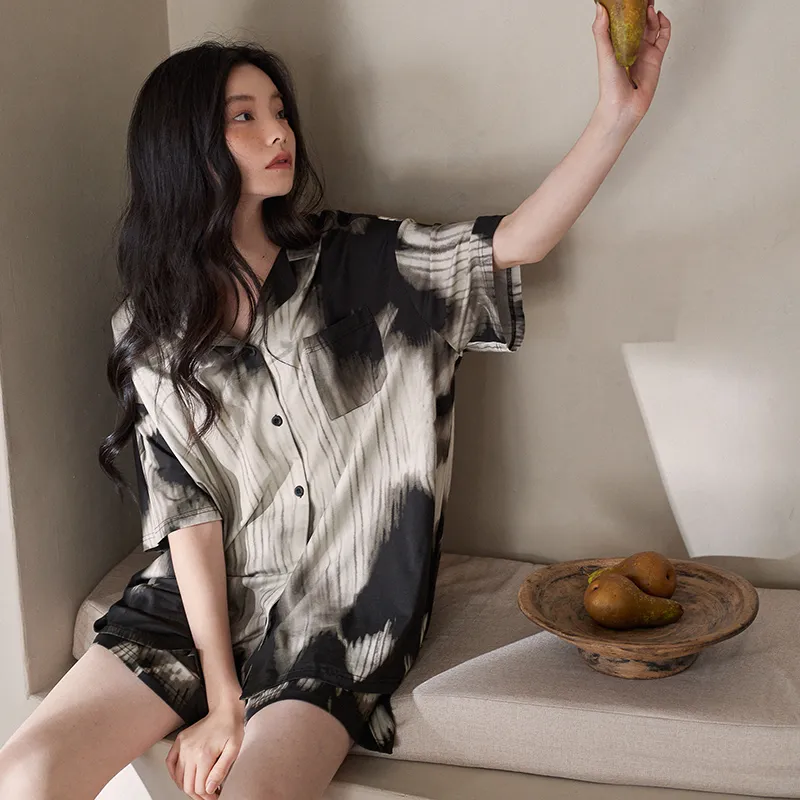 XUANZHITING Pajama Set Women's Black Gray-1