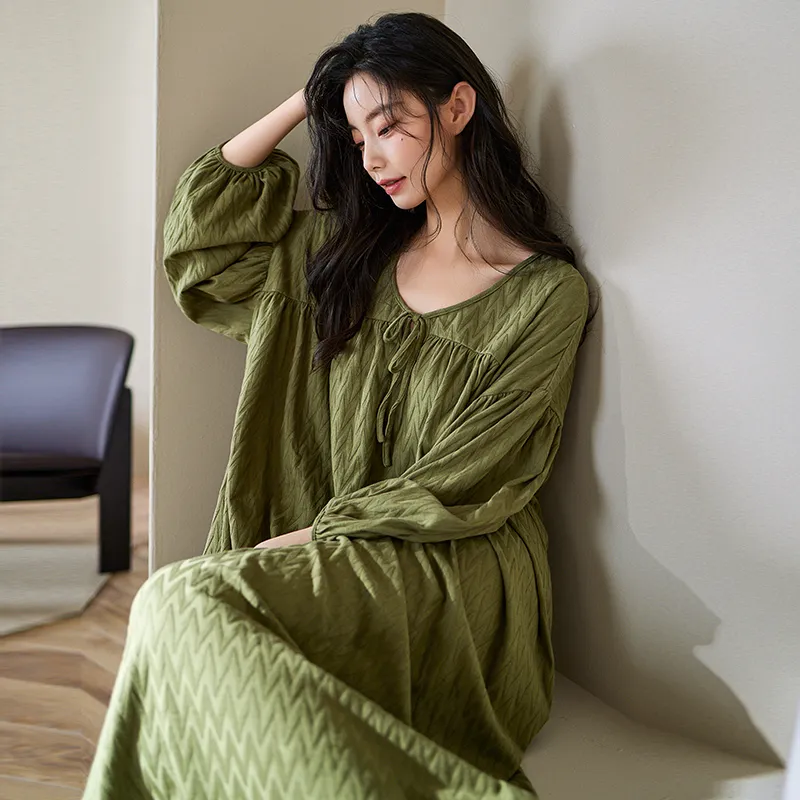 XUANZHITING Nightgown Gift Box Set Women's Green-1