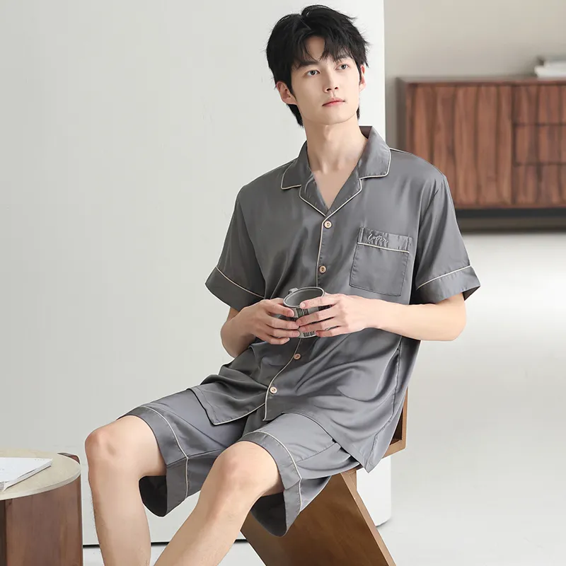 XUANZHITING Pajama Set Men's Gray-2