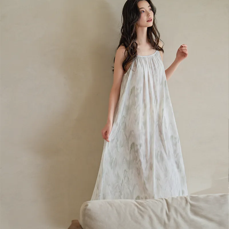 XUANZHITING Nightgown Women's Light Green-6