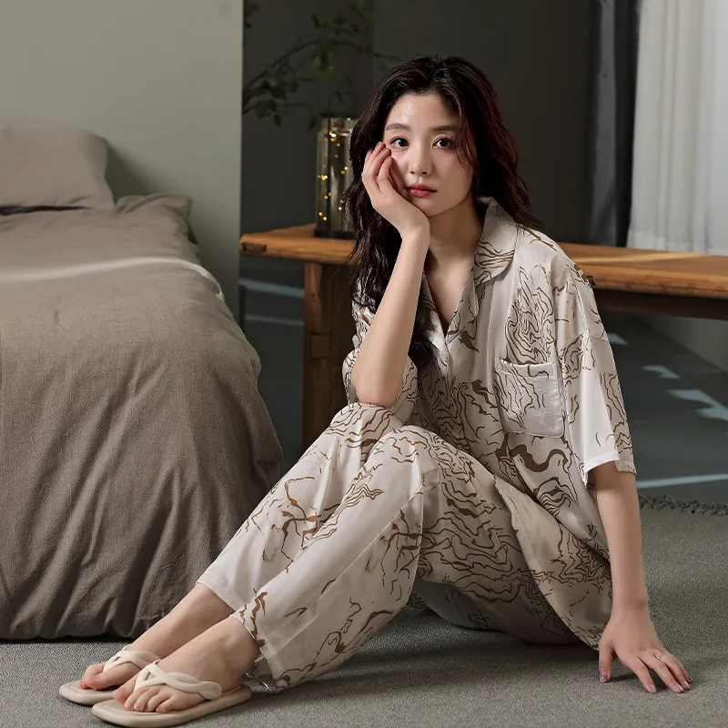 XUANZHITING Pajama Set Women's Light Coffee-5
