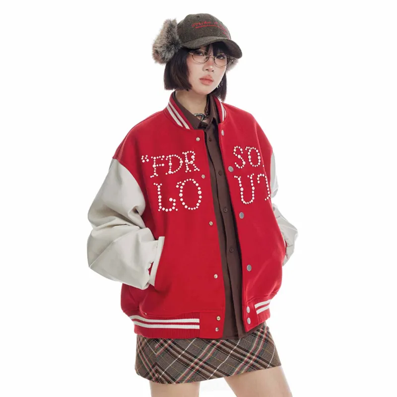 EDCO BREAK SILENCE Baseball Jacket Unisex Red-2