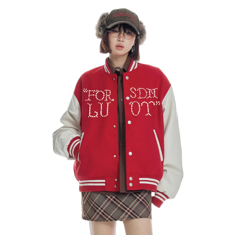 EDCO BREAK SILENCE Baseball Jacket Unisex Red-4