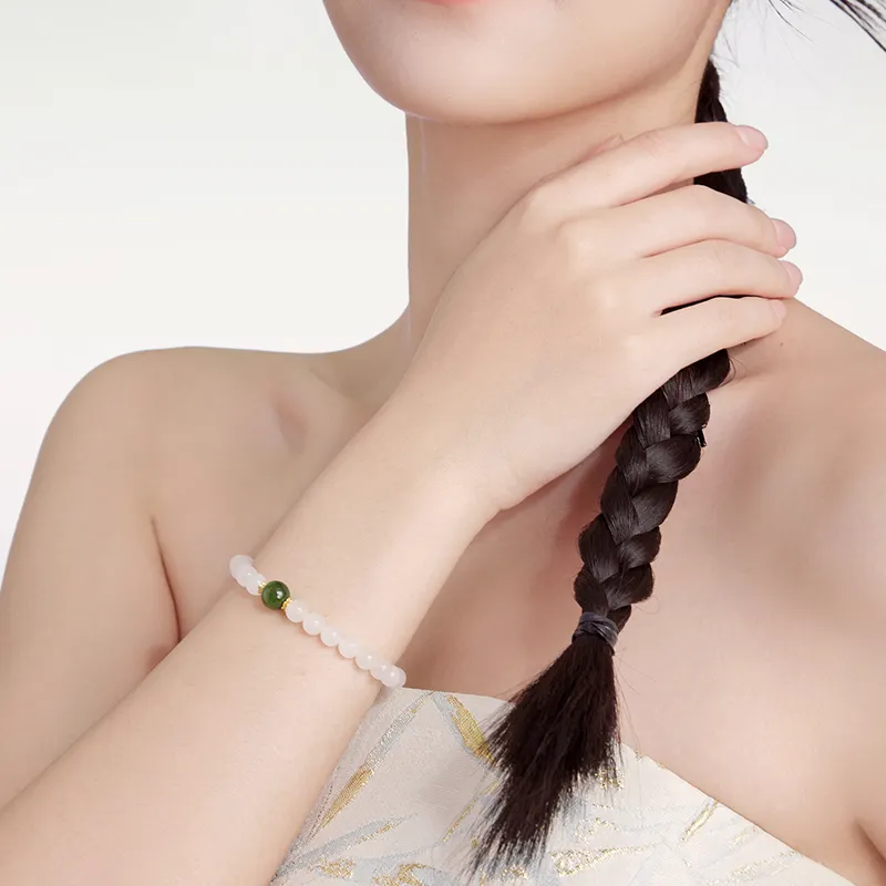 ZHOU LIU FU Solid Gold Hetian Jade Bracelets Women's Jasper-3