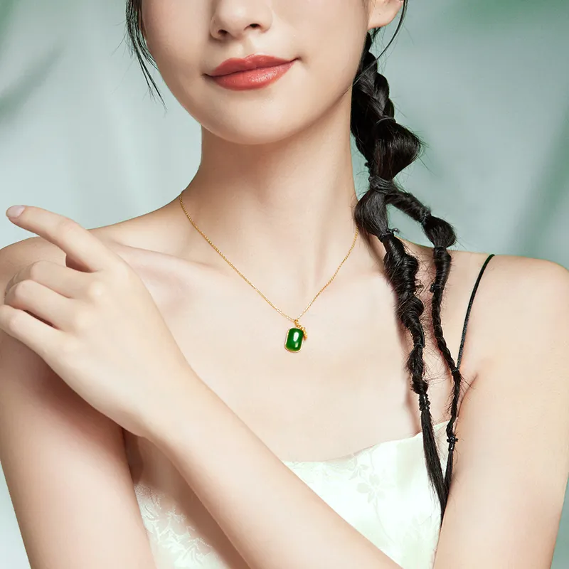 ZHOU LIU FU Hetian Jade Pendants Unisex Green Jade-6