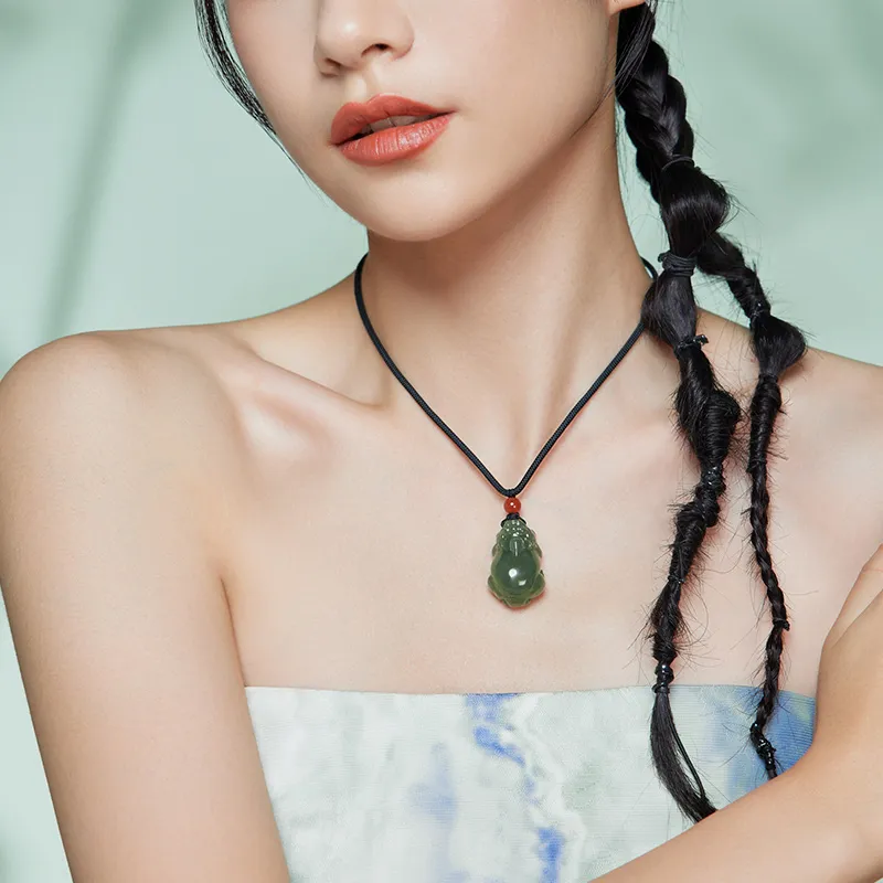 ZHOU LIU FU Pendants Green Jade Unisex-3
