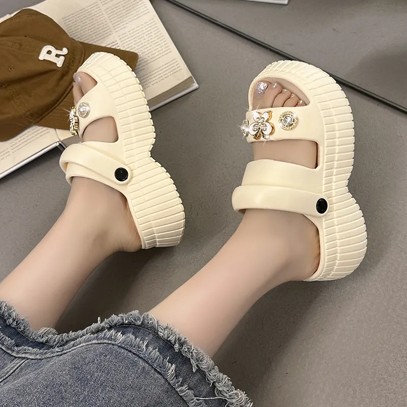 QIUTEXIONG EVA Rhinestone Slip Resistant Abrasion Resistant Slide Slippers Women's-11