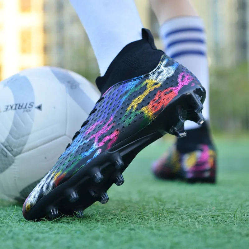 QIUTEXIONG FG Rubber Long Studs TF Rubber Broken Studs Soft Ground Firm Ground Slip Resistant Soccer Shoes Unisex-25