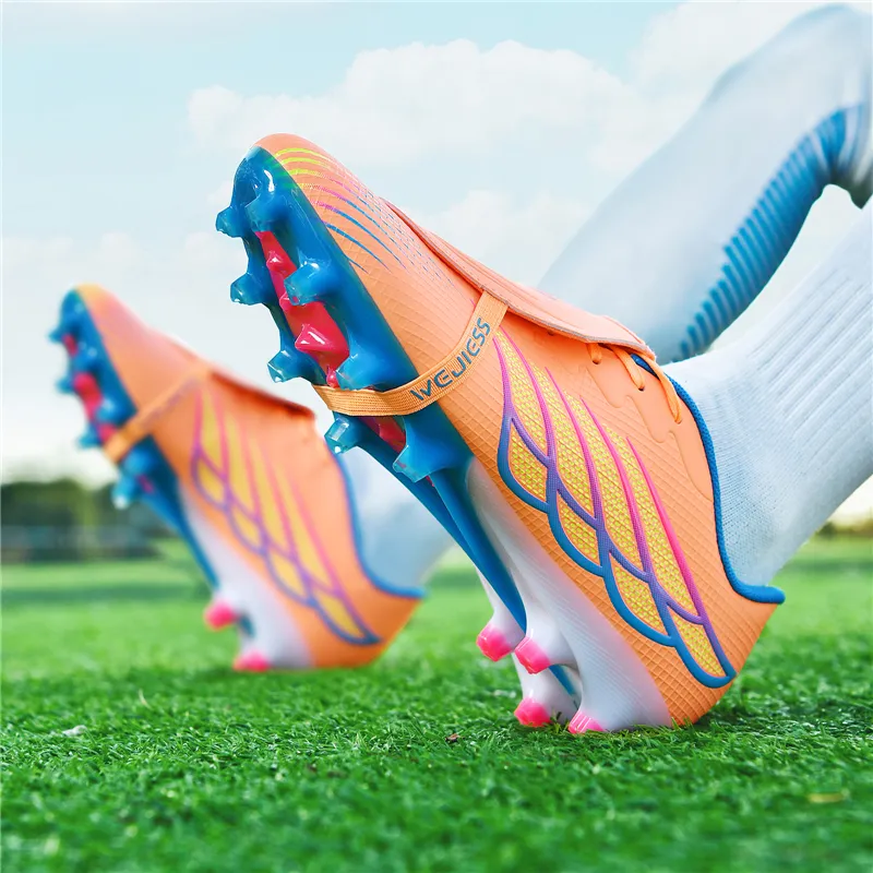 QIUTEXIONG FG Firm Ground Soft Ground, Artificial Ground, Natural Ground Slip Resistant Coverage Soccer Shoes Unisex-23