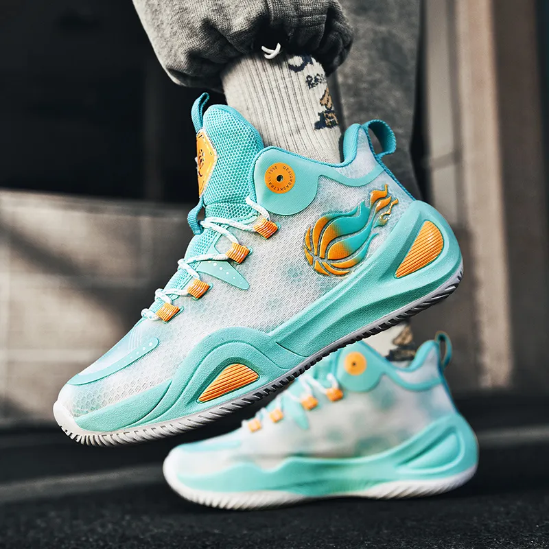 QIUTEXIONG Shock Absorbers With Slip Resistant And Abrasion Resistant Properties Mid Top Basketball Shoes Unisex-12