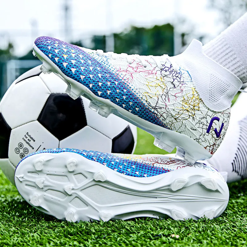 QIUTEXIONG Soccer Shoes Unisex High Top White/Black-27