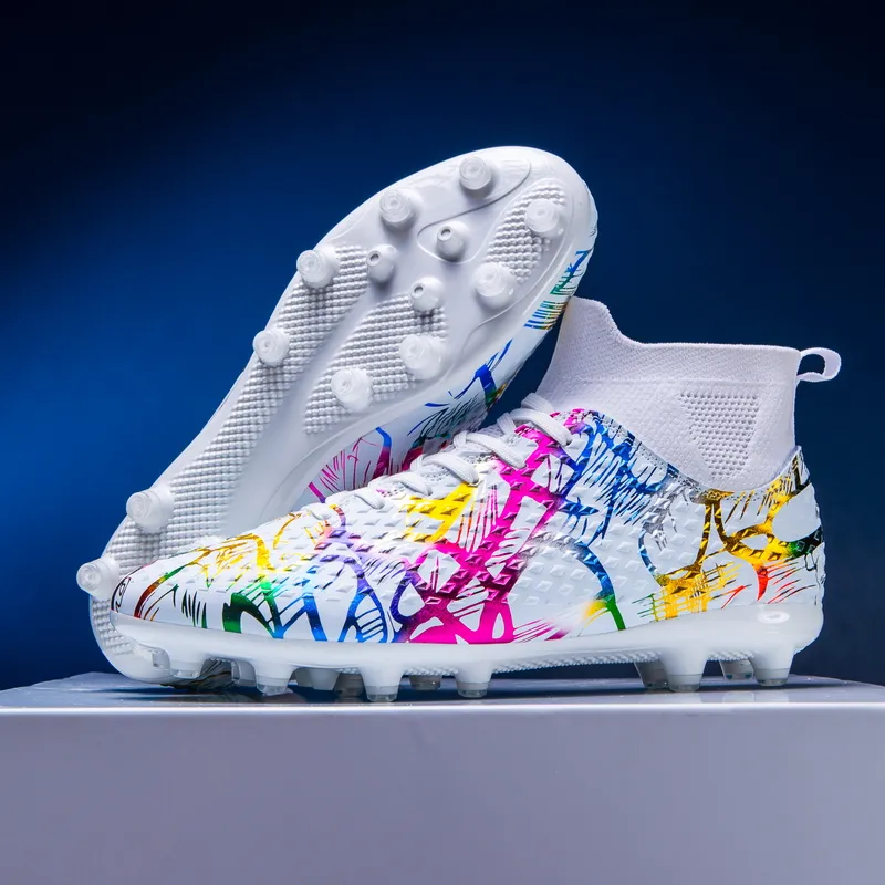 QIUTEXIONG FG Rubber Long Studs TF Rubber Broken Studs Soft Ground Firm Ground Balance Soccer Shoes Unisex-26