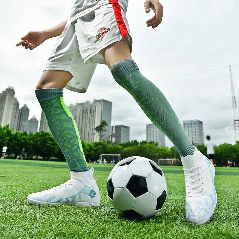 QIUTEXIONG FG Rubber Long Studs TF Rubber Broken Studs Soft Ground Firm Ground Slip Resistant Soccer Shoes Unisex-5