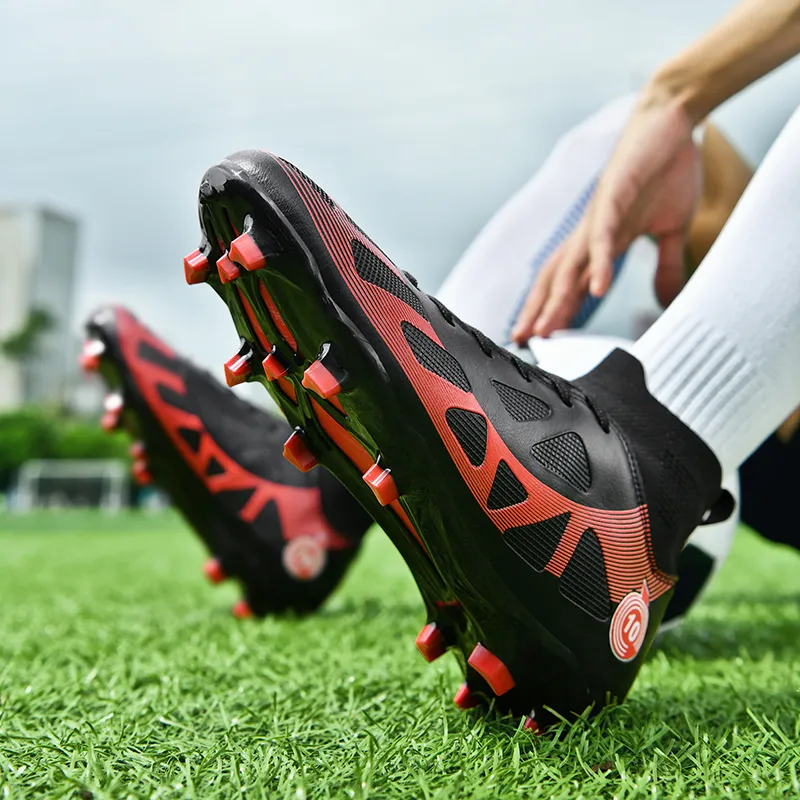 QIUTEXIONG FG Rubber Long Studs TF Rubber Broken Studs Soft Ground Firm Ground Slip Resistant Soccer Shoes Unisex-40
