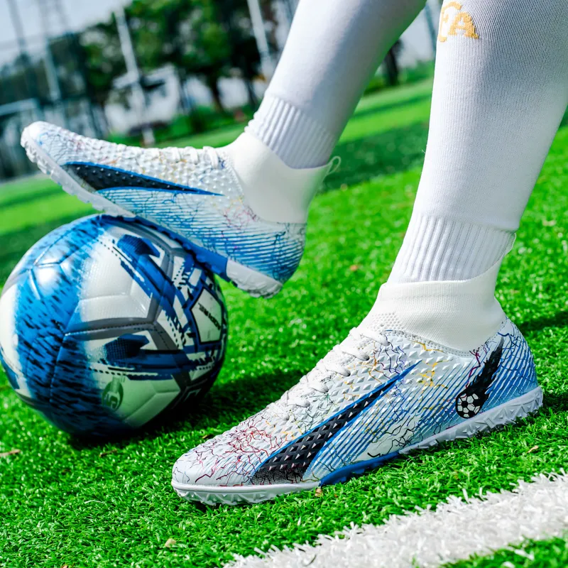 QIUTEXIONG FG Rubber Long Studs TF Rubber Broken Studs Soft Ground Firm Ground Slip Resistant Soccer Shoes Unisex-3