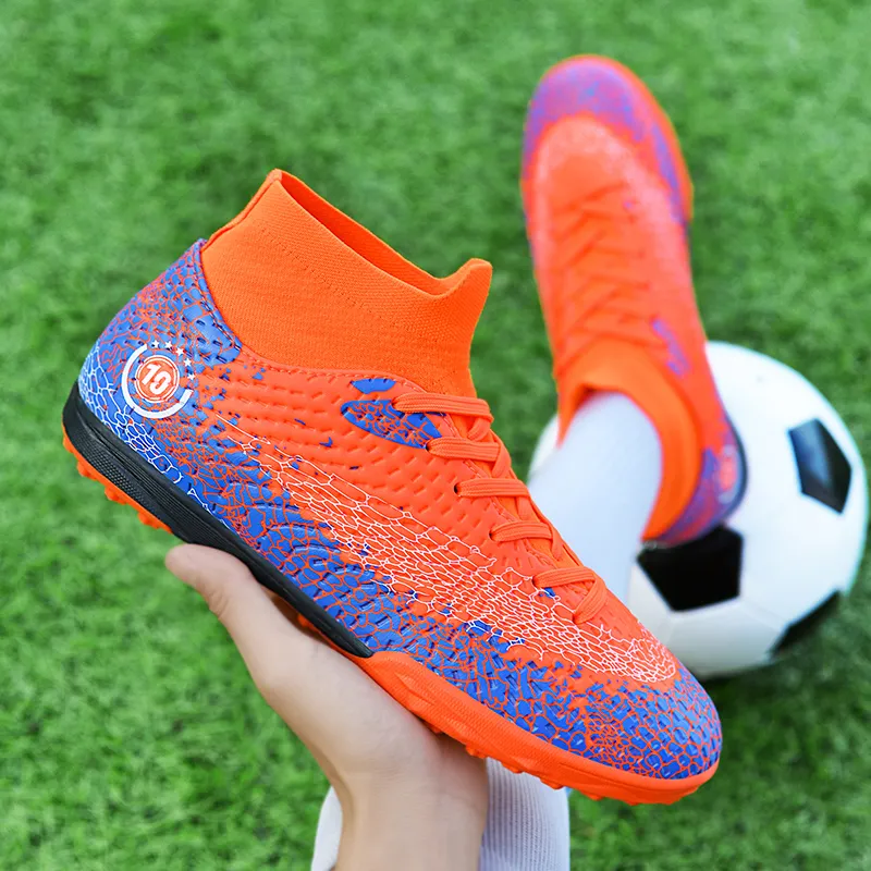 QIUTEXIONG FG Rubber Long Studs TT Rubber Broken Studs Artificial Ground Cushioning Breathable Soccer Shoes Unisex-36