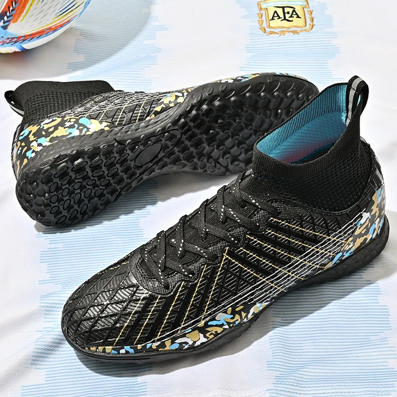 QIUTEXIONG Soccer Shoes Unisex High Top White/Black/Aqua-21