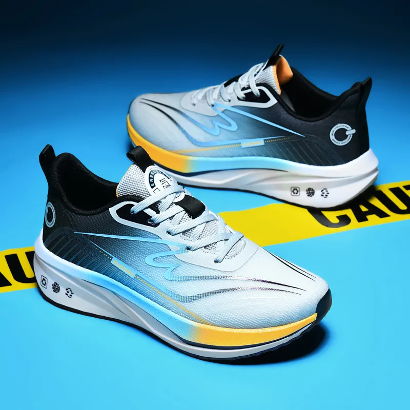QIUTEXIONG Running Shoes Unisex Low Top Black White/White Orange/Light Gray-18