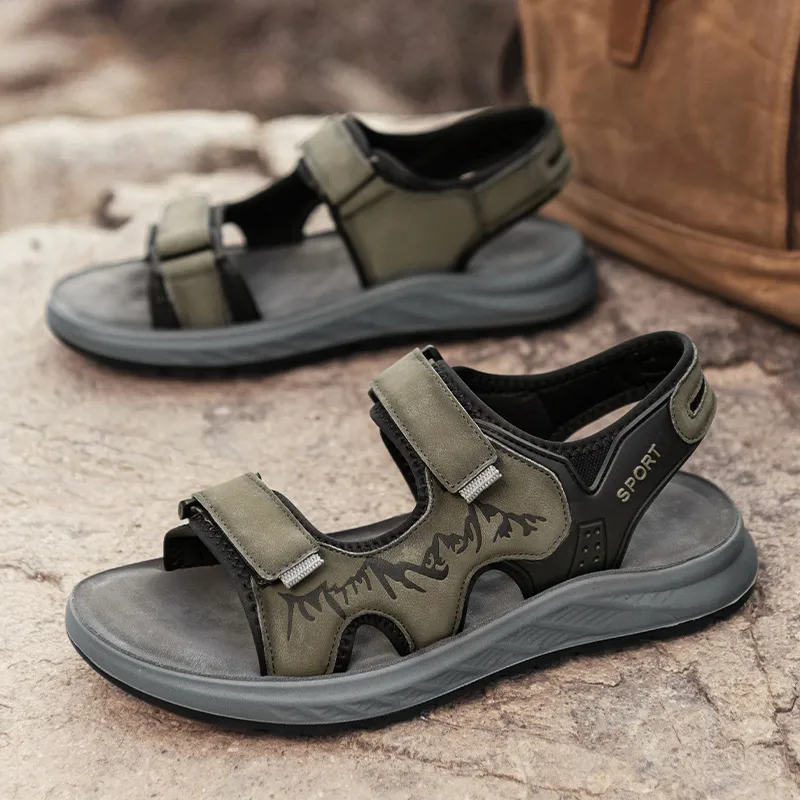 QIUTEXIONG Beach Sandals Men Sand/Gray-1