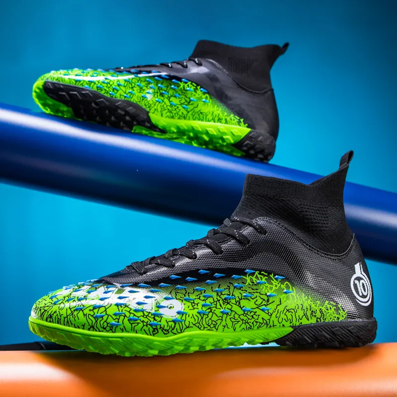 QIUTEXIONG Soccer Shoes Unisex High Top White/Black/Green/Neon Green-12