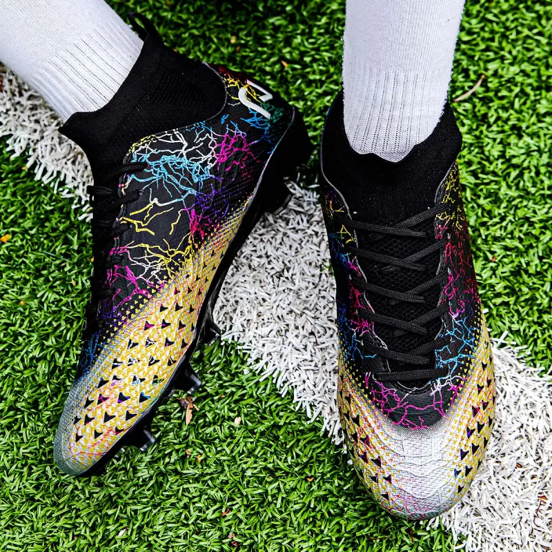QIUTEXIONG Soccer Shoes Unisex High Top White/Black-38
