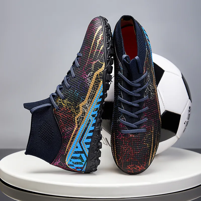 QIUTEXIONG Soccer Shoes Unisex High Top White/Black/Aqua/Mismatched-8