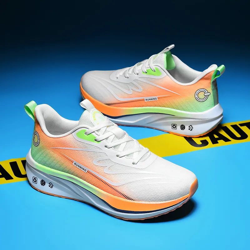 QIUTEXIONG Running Shoes Unisex Low Top Black White/White Orange/Light Gray-11