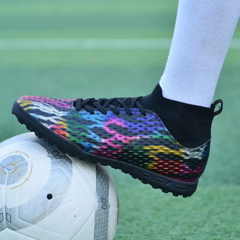 QIUTEXIONG FG Rubber Long Studs TF Rubber Broken Studs Soft Ground Firm Ground Slip Resistant Soccer Shoes Unisex-2