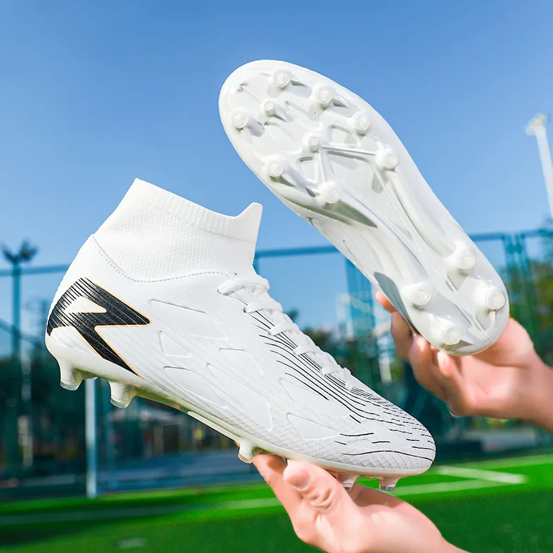 QIUTEXIONG FG Rubber Long Studs TF Rubber Broken Studs Soft Ground Firm Ground Slip Resistant Soccer Shoes Unisex-37