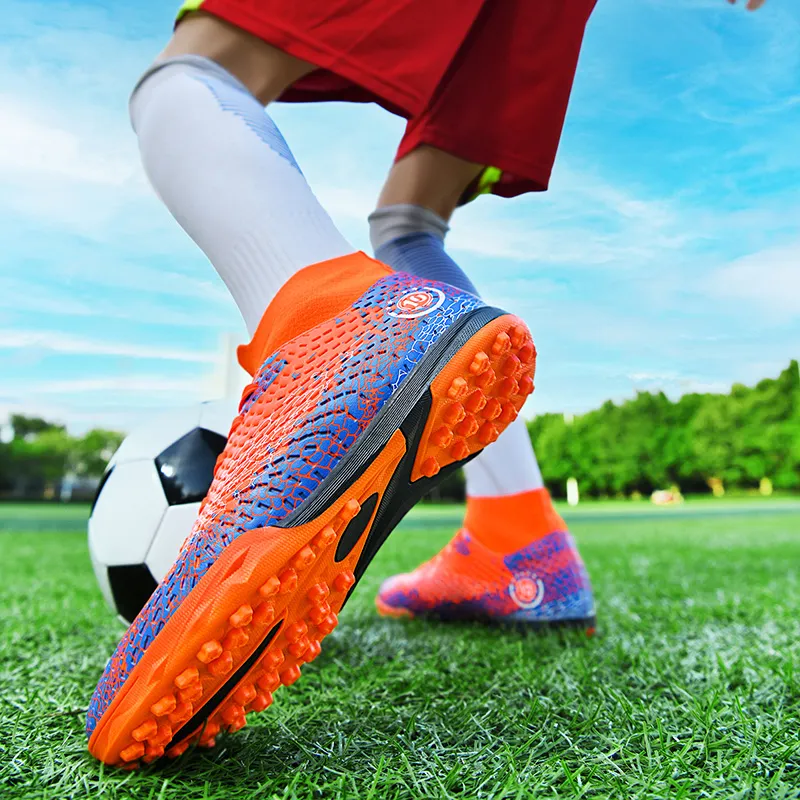 QIUTEXIONG FG Rubber Long Studs TT Rubber Broken Studs Artificial Ground Cushioning Breathable Soccer Shoes Unisex-38