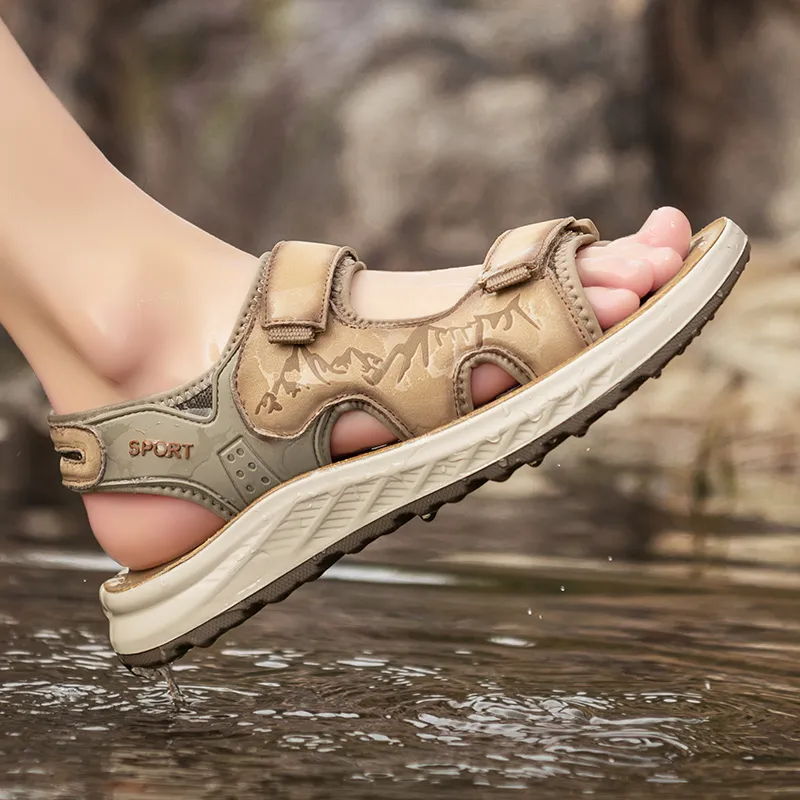 QIUTEXIONG Beach Sandals Men Sand/Gray-12