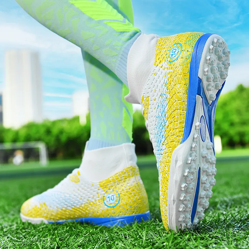 QIUTEXIONG FG Rubber Long Studs TT Rubber Broken Studs Artificial Ground Cushioning Breathable Soccer Shoes Unisex-23