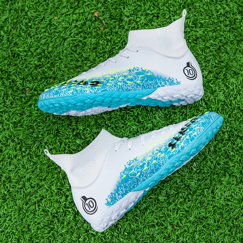 QIUTEXIONG Soccer Shoes Unisex High Top White/Black/Green/Neon Green-1